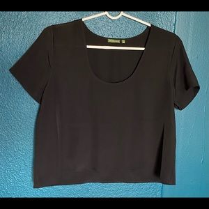 Silky cropped scoop neck Tee